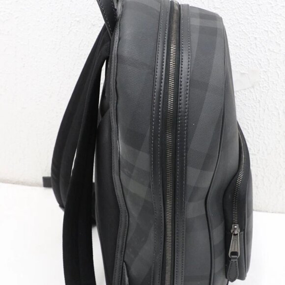 BURBERRY Rocco Charcoal Checkered E-Canvas Backpack - Picture 4 of 16
